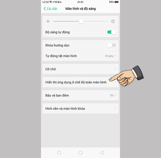 Vào chế độ hiển thị toàn màn hình